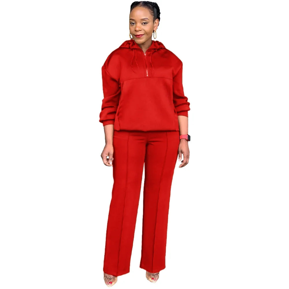 CM.YAYA Long Sleeve Women Set Loose Long Sleeve Hoodies Pant Suits 2024 Spring 2 Two Piece Sets Sporty Tracksuits Street Outfits - JN Fashion Fusion