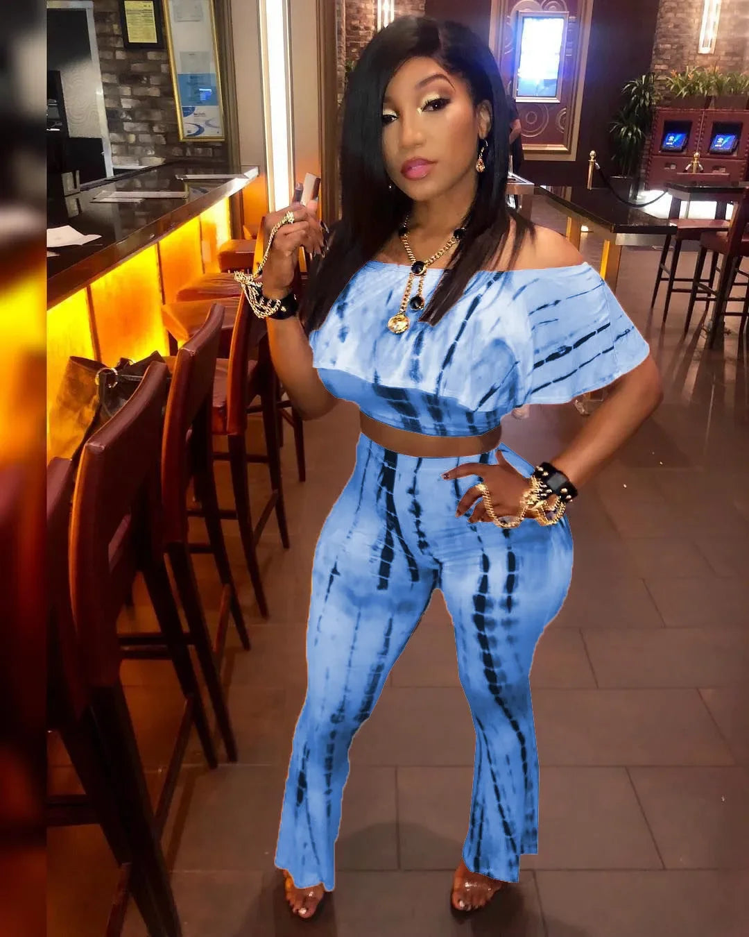Women Sexy Bodycon 2 Piece Outfits V Neck Zip Up Long Sleeve Crop Top Midi Dress Skirt Set Plus Size Party Club Clubwear - JN Fashion Fusion