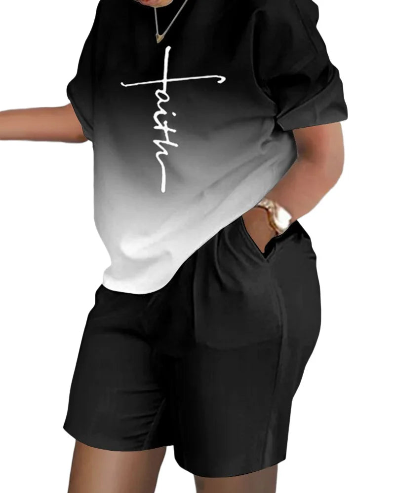 Womens Short Suit Summer Popular Luxury T-shirt+Shorts 2 Piece Sets Fashion Casual Soft Jogging Tracksuit Trend Outfits Clothing - JN Fashion Fusion