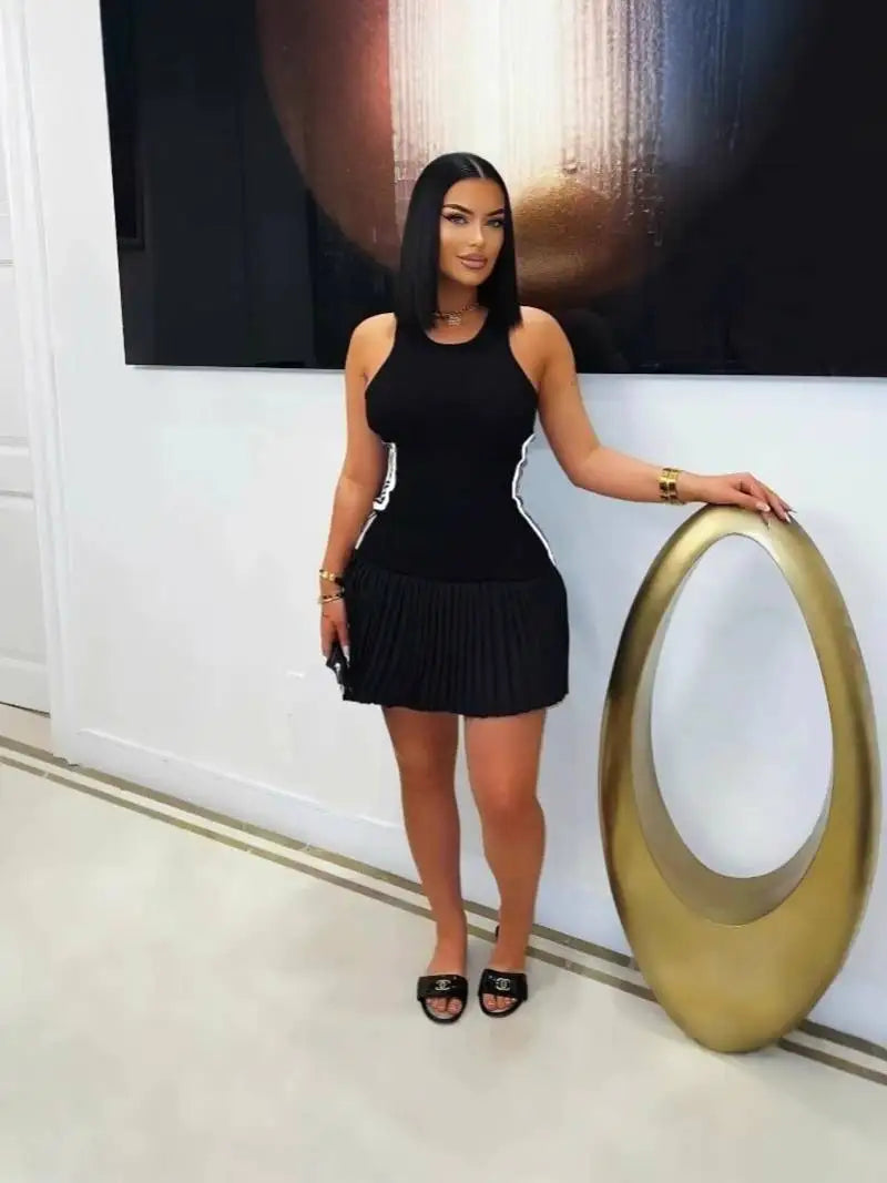 Summer Fashion Solid Dress Women Sexy Off The Shoulder Short Sleeve High Waist Ruffle Edge Short Dress Elegant Slim Fit Dress - JN Fashion Fusion