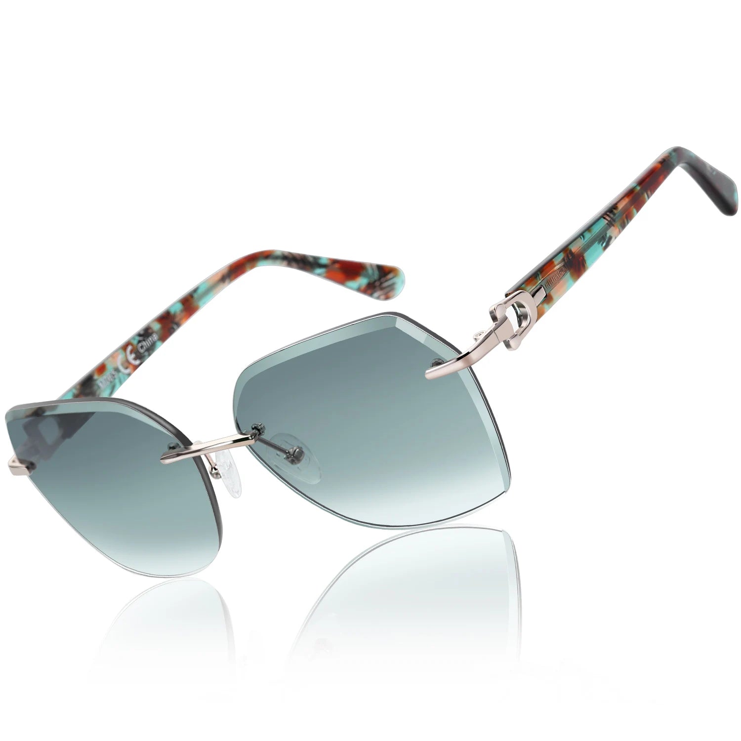 ZENOTTIC Fashion Women Rimless Sunglasses for Ladies 2024 Trendy Geometric Diamond Cutting Gradient Lens UV Protection Shades - JN Fashion Fusion