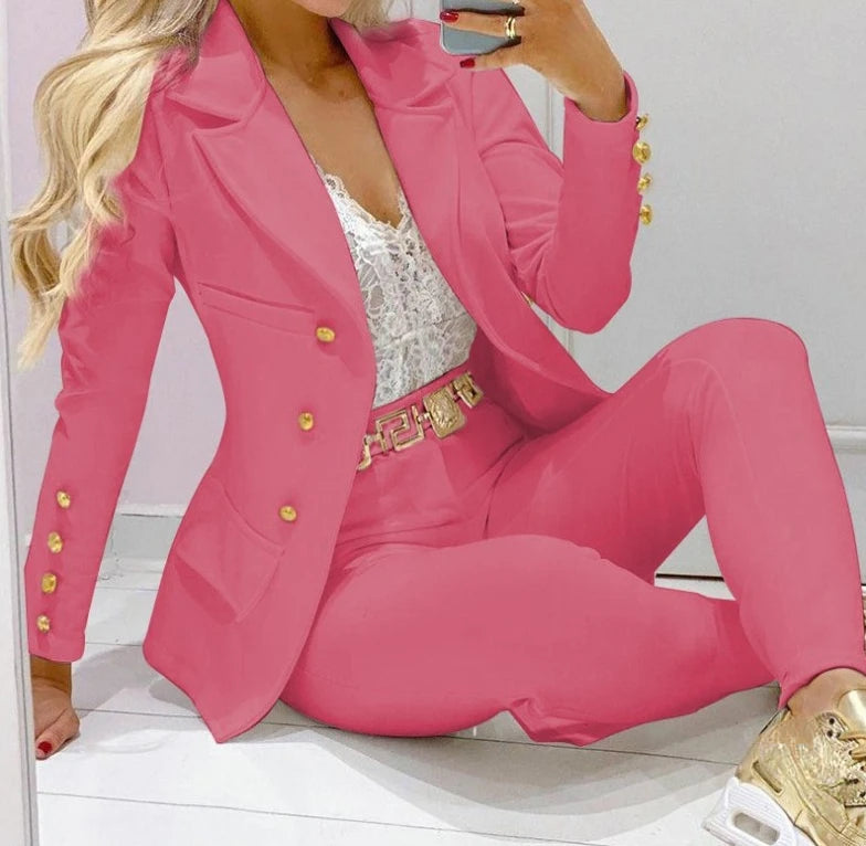 Women's Autumn Clothes Two Piece Set Female Coats and Pants Fashion Versatile Casual Long Sleeve Jacket and Trousers Suit 2023 - JN Fashion Fusion