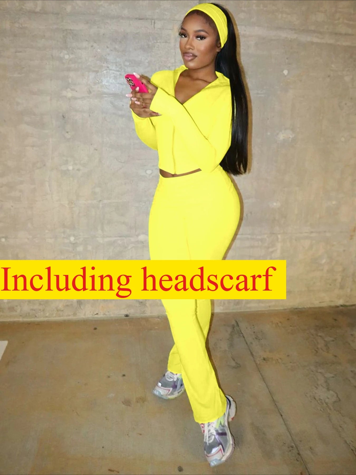 FAGADOER Casual Woman 3 Piece Set Outfit Solid Color Long Sleeves Crop Top + Flare Pants Matching Female Streetwear Clothing