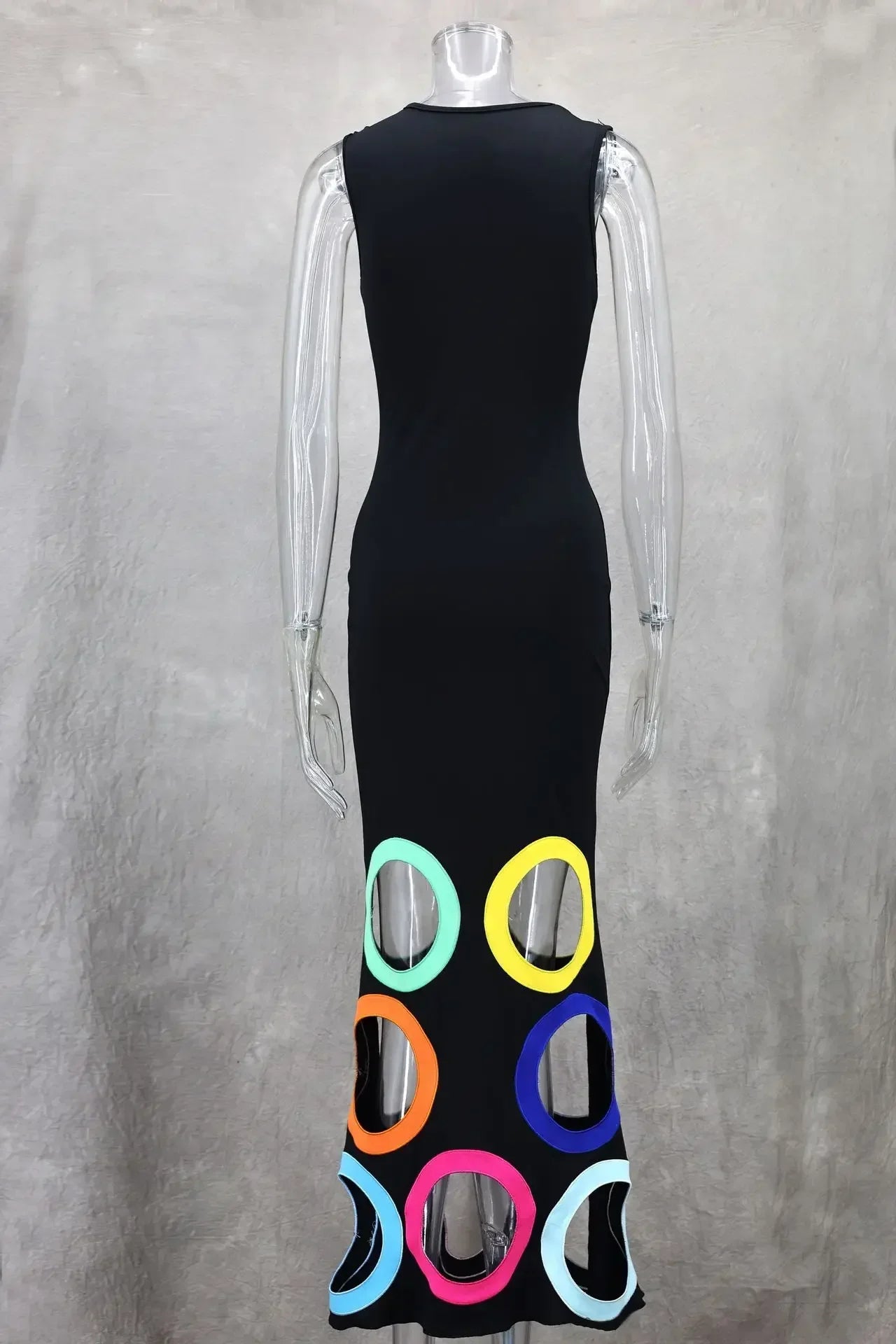 Women Sleeveless O-neck Cutout Roll Hollow Out Bodycon Midi Maxi A-line Dress Sexy Birthday Night Party Vestidos Dresses - JN Fashion Fusion
