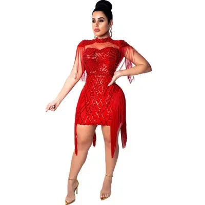 Customized Women's Clothing Summer With Mesh Sequins Bodycon Birthday For Women Sexy Evening Night Club Party Dresses Vestido