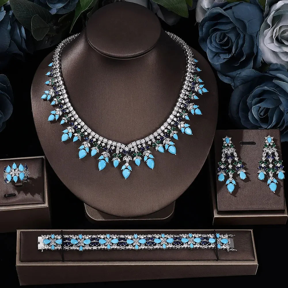 2023 Hot Selling Cubic Zirconia Bridal Wedding Jewelry Set Bridal 4-piece Set Women's Jewelry Set Jewelry Brand Reproduction - JN Fashion Fusion