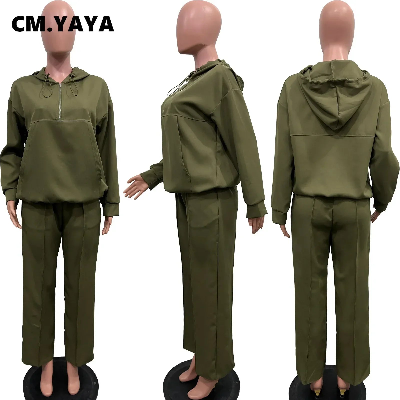 CM.YAYA Long Sleeve Women Set Loose Long Sleeve Hoodies Pant Suits 2024 Spring 2 Two Piece Sets Sporty Tracksuits Street Outfits - JN Fashion Fusion