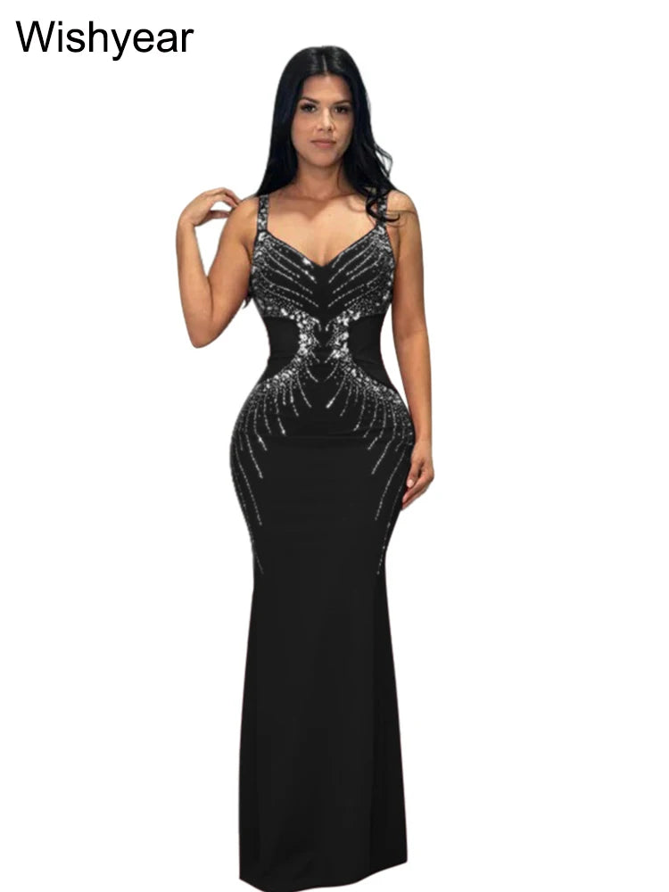New Fashion Senior Evening Party Red Spaghetti Strap Diamonds Design Wedding Gowns Dress Women Elegant Bodycon Birthday Vestidos - JN Fashion Fusion