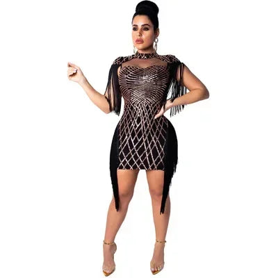 Customized Women's Clothing Summer With Mesh Sequins Bodycon Birthday For Women Sexy Evening Night Club Party Dresses Vestido