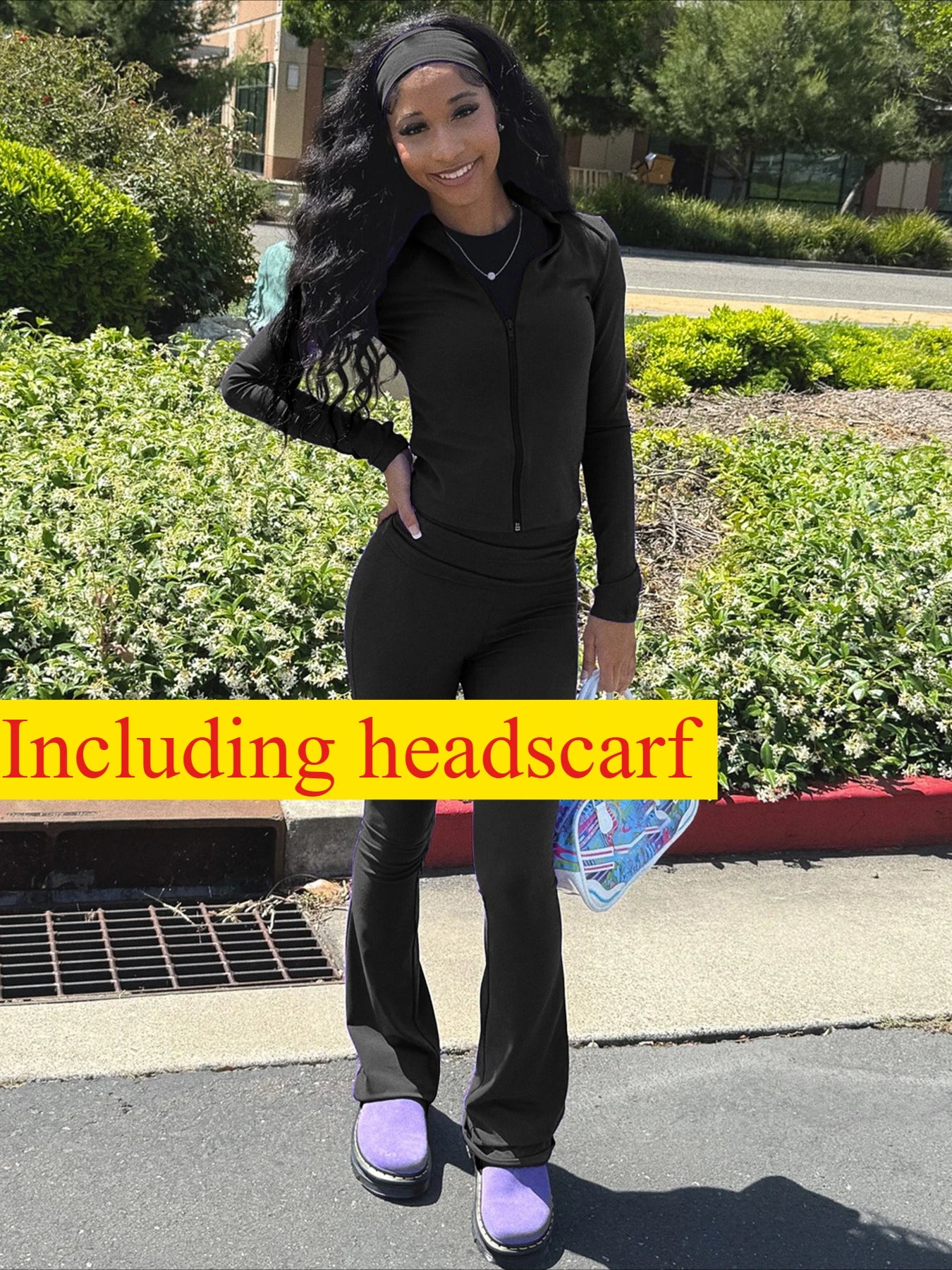 FAGADOER Casual Woman 3 Piece Set Outfit Solid Color Long Sleeves Crop Top + Flare Pants Matching Female Streetwear Clothing