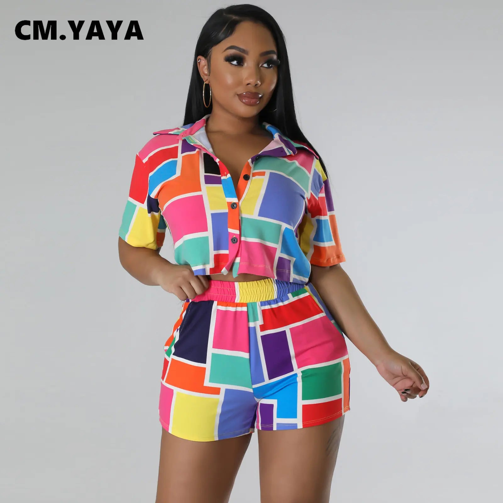 CM.YAYA INS Women Paisley Printed Short Sleeve Mini Shirt Blouse and Shorts Suit 2023 Fashion Two 2 Piece Set Outfits Tracksuit - JN Fashion Fusion