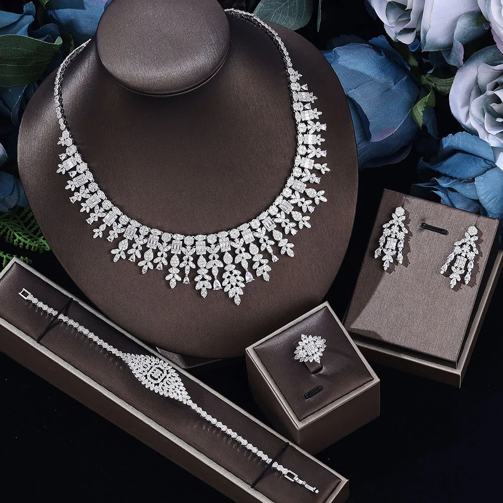 2023 Hot Selling Cubic Zirconia Bridal Wedding Jewelry Set Bridal 4-piece Set Women's Jewelry Set Jewelry Brand Reproduction - JN Fashion Fusion