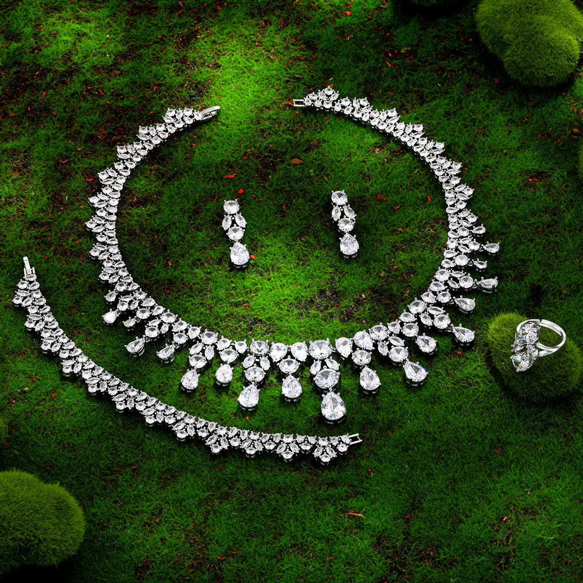 2023 Hot Selling Cubic Zirconia Bridal Wedding Jewelry Set Bridal 4-piece Set Women's Jewelry Set Jewelry Brand Reproduction - JN Fashion Fusion