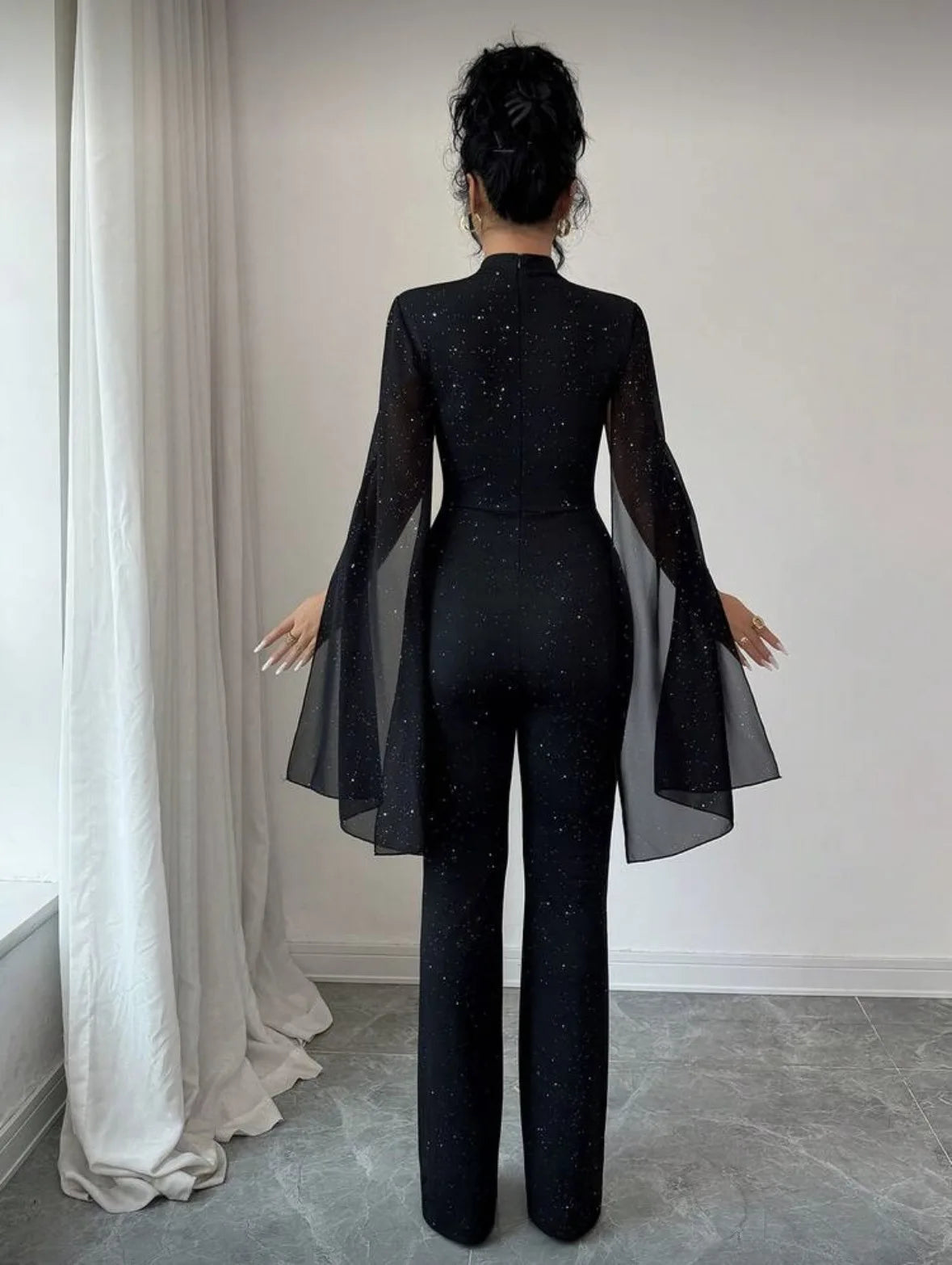 Fashion O Neck Slim Fit Jumpsuit Women Sexy Hollow Out Bandage Sequin Shiny Jumpsuit 2026 Party Romper Overalls Jumpsuits - JN Fashion Fusion