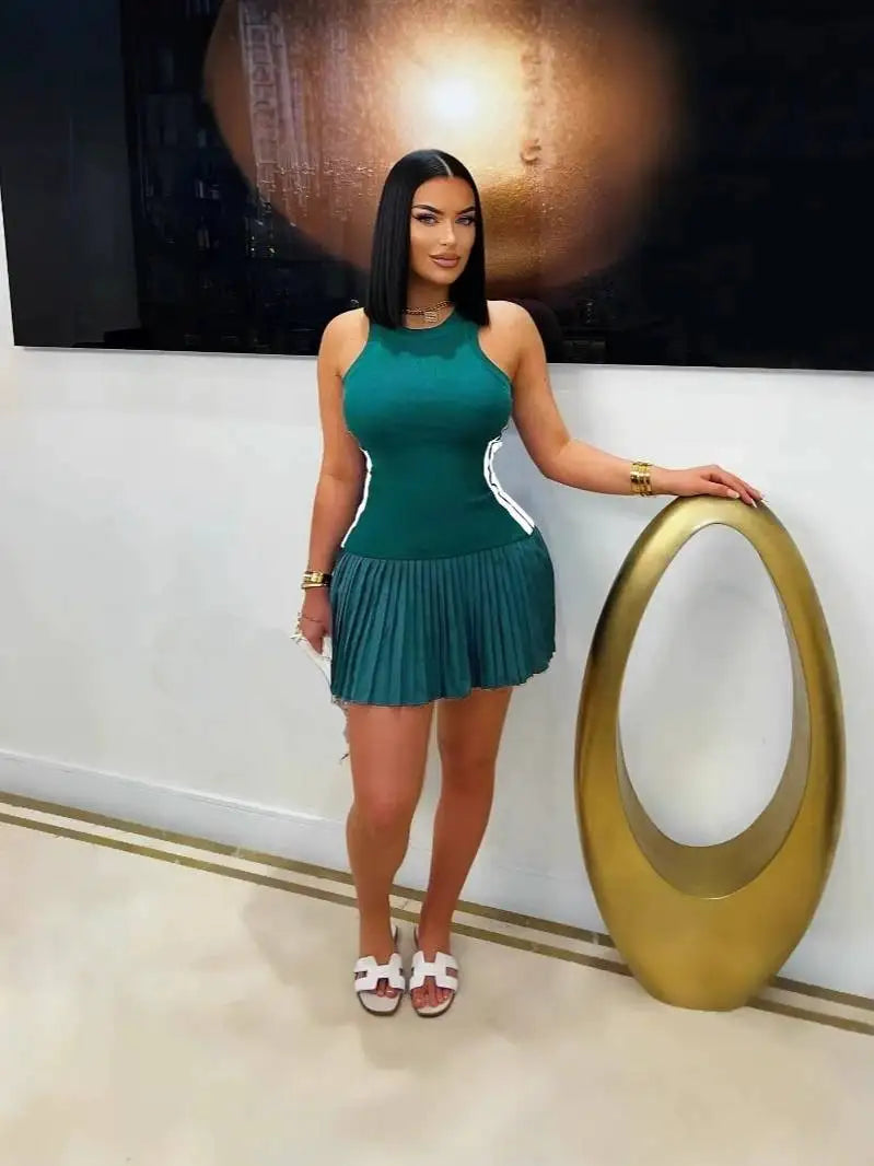Summer Fashion Solid Dress Women Sexy Off The Shoulder Short Sleeve High Waist Ruffle Edge Short Dress Elegant Slim Fit Dress - JN Fashion Fusion