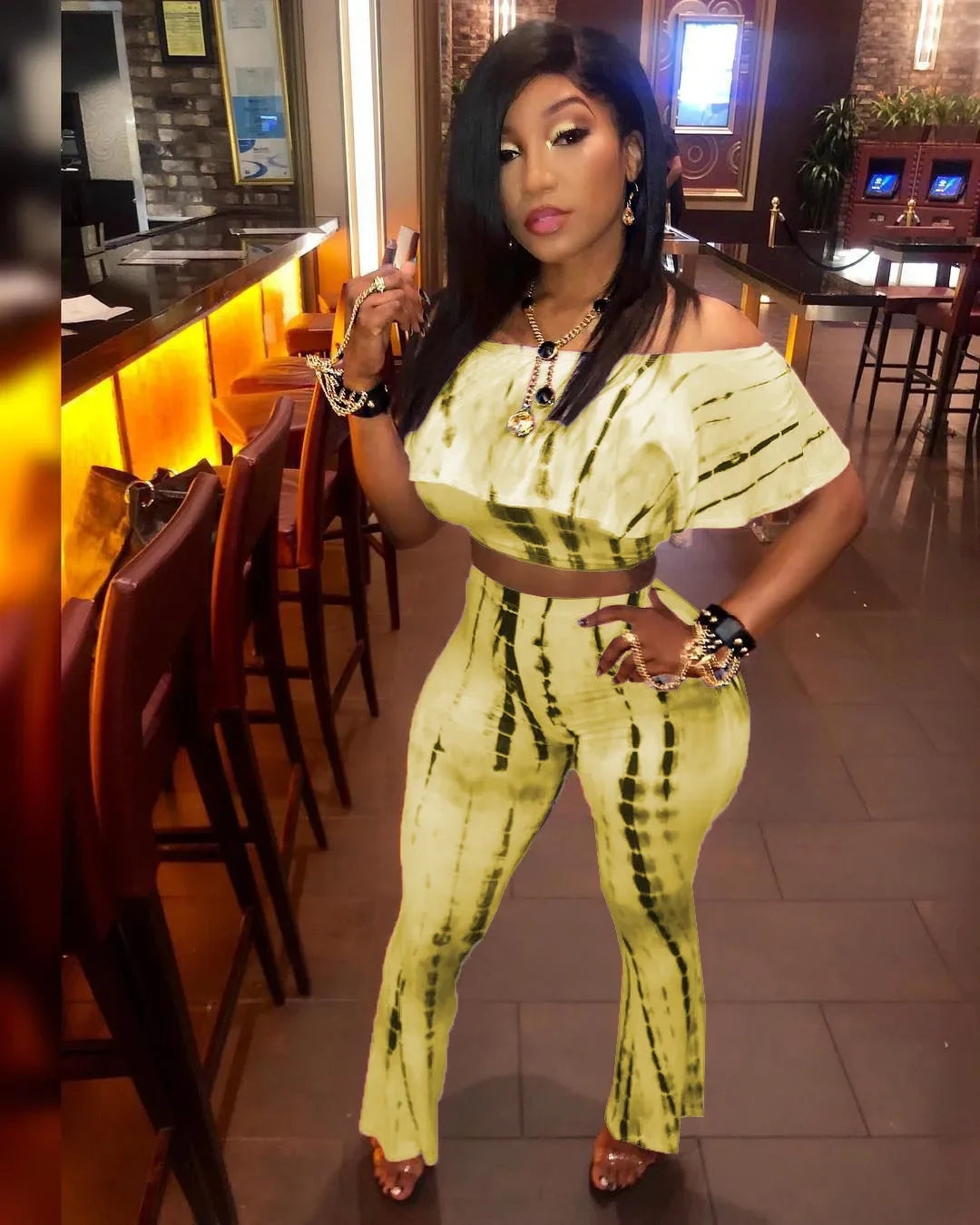 Women Sexy Bodycon 2 Piece Outfits V Neck Zip Up Long Sleeve Crop Top Midi Dress Skirt Set Plus Size Party Club Clubwear - JN Fashion Fusion