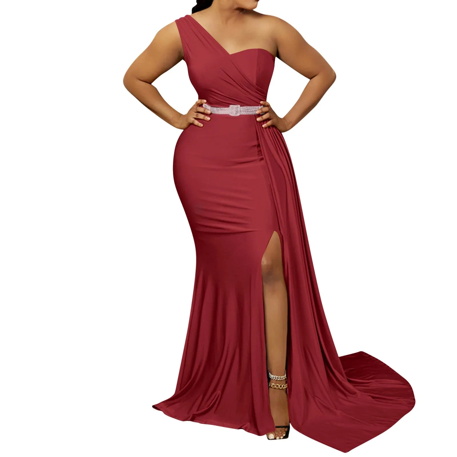 Yellow Women Sexy Bodycon Dresses Elegant One Shoulder Formal Party Event Evening Dress Female Side Slit African Gowns Vestidos - JN Fashion Fusion