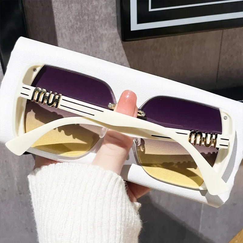 2024 New Fashion Cool Sunglasses Women Luxury Brand Letters Anti Strong Light Vintage Rimless Sun Glasses Ladies Gafas UV400 - JN Fashion Fusion