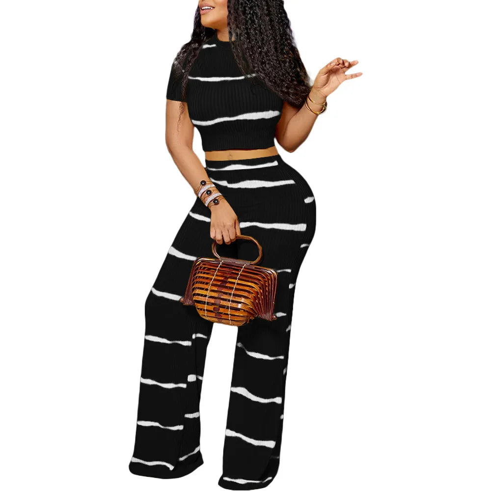 2025 Sexy And Fashionable Short-Sleeved Trousers For Women'S Polyester 2-Piece Short-Sleeved Trousers Matching Suit Trousers Set - JN Fashion Fusion