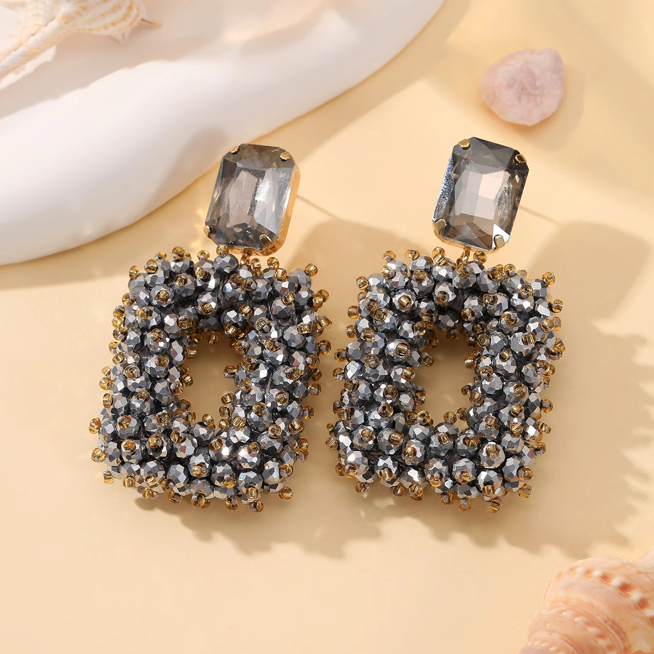 INKDEW Square Crystal Drop Earrings for Women Big Long Earrings Handmade Faceted Beads Earrings Jewelry Gift boho Fashion EA123 - JN Fashion Fusion