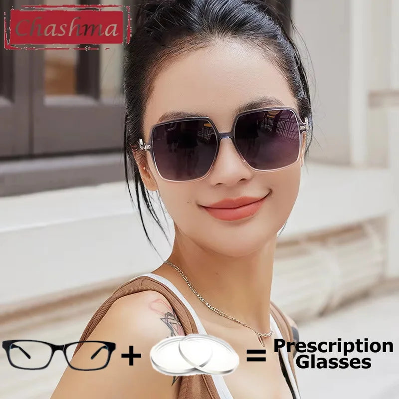 Chashma Gafas Women Sunglasses Myopia Lenses Fashion Polarized Glasses Prescription Driving Tint Color Sun Eyeglass Girl - JN Fashion Fusion