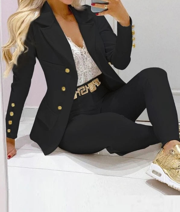 Women's Autumn Clothes Two Piece Set Female Coats and Pants Fashion Versatile Casual Long Sleeve Jacket and Trousers Suit 2023 - JN Fashion Fusion