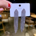 Silver Needle Long Dangle Drop Earrings for Women Jewelry Bling Rhinestone Gold Female Tassel Earrings Bijoux - JN Fashion Fusion