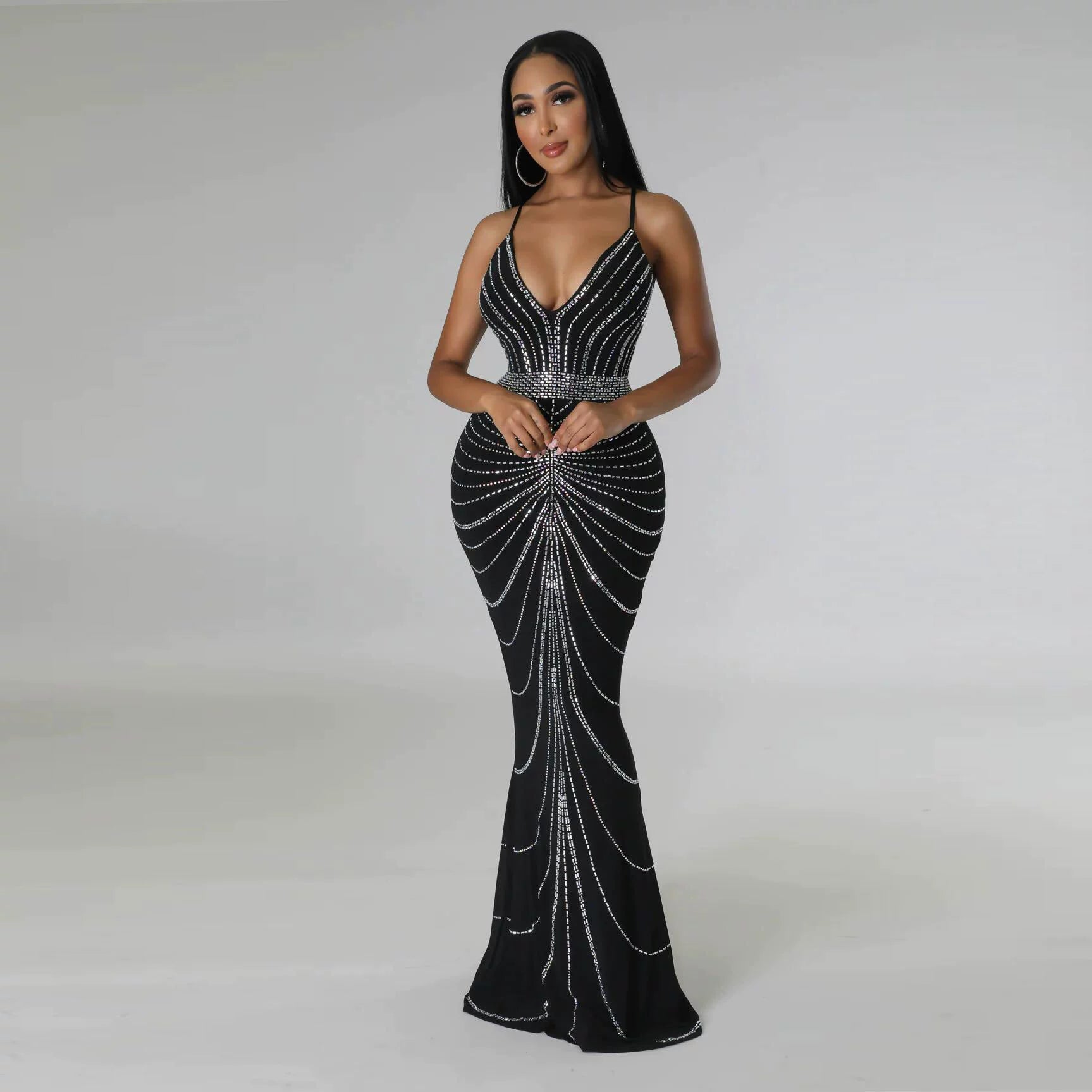 Sleeveless Big Size Dress Mesh Dress Bling Studded Skirt Red - JN Fashion Fusion