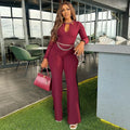 Women's High Waisted Wide Leg Long Pants Jumpsuit Temperament Hollowed Out Long Sleeved Slim Fit 2025 Spring New Item - JN Fashion Fusion
