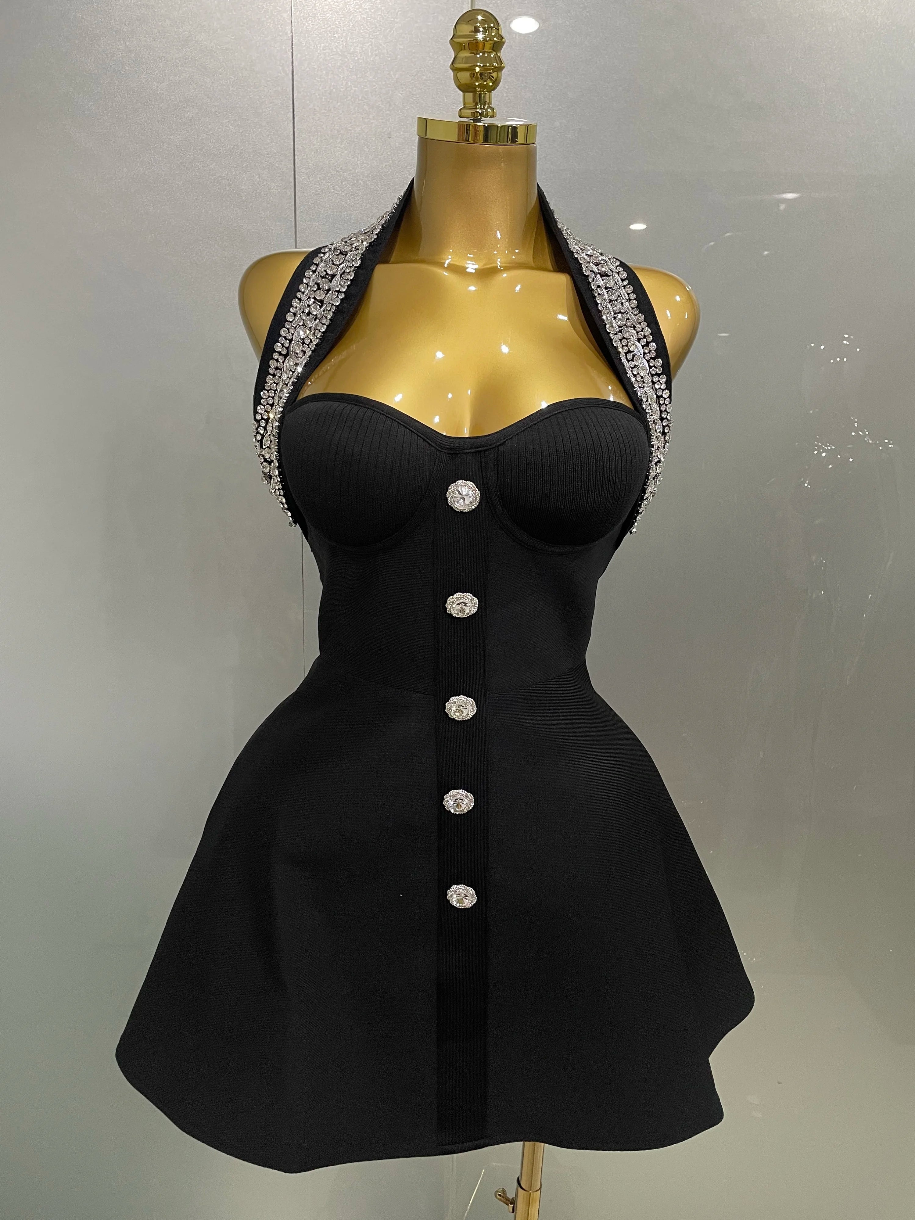2025 Women Black Sexy Off the Shoulder Shinning Crystal Bodycon Bandage Long Dress Gloves Elegance Celebrate Evening Party Dress - JN Fashion Fusion