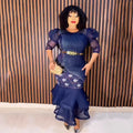 Customized African Dresses for Women Sequin Evening Wedding Party Mermaid Dress African Half Sleeve Long Dress Dashiki African C