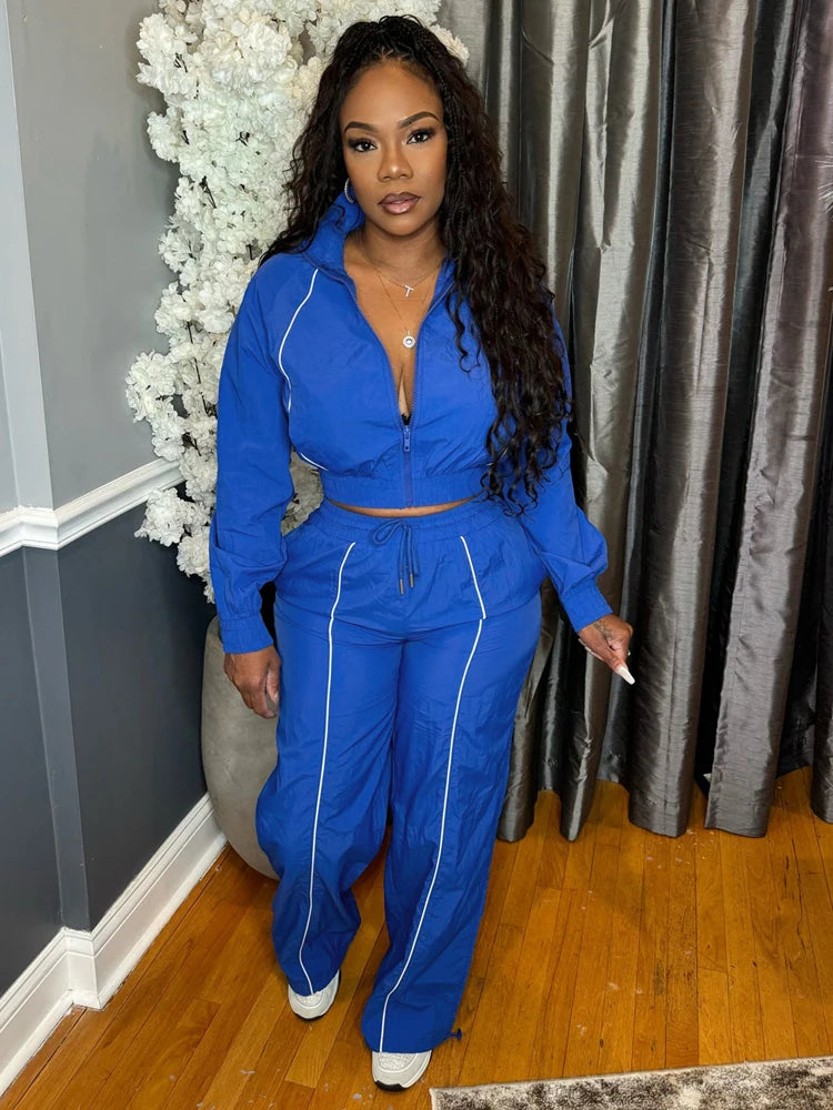 2025 Fall New Female Outfits Windbreaker Jacket Jogger Pants Color Block Lounge Wear 2 Piece Set Women Sweatsuit Set Tracksuit - JN Fashion Fusion