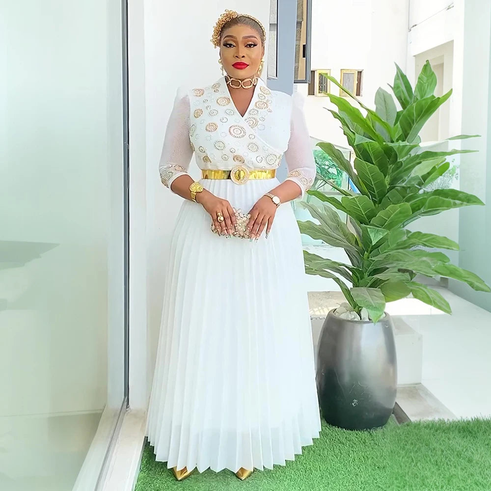 Plus Size African Party Dresses for Women 2026 New Fashion Dashiki Ankara Wedding Evening Gown Elegant Turkey Muslim Maxi Dress
