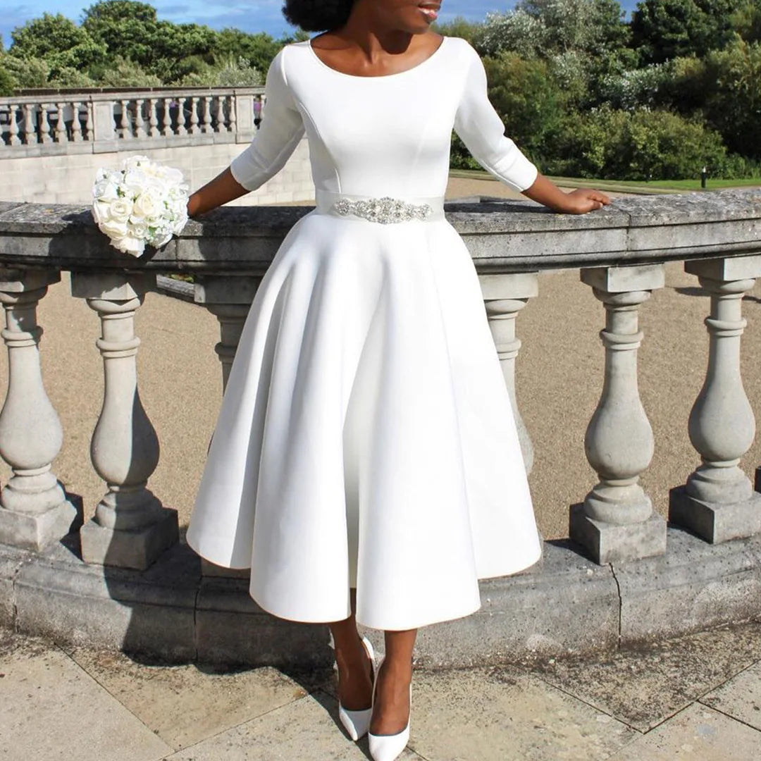 Polyester African Dresses for Women Summer Elegant African Women Long Sleeve Knee-length Dress Dashiki African Clothes Women - JN Fashion Fusion