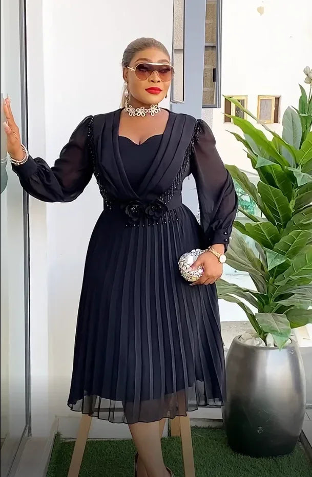 African Dress Women Fashion Elegant Clothing Plus Size Wedding Party Summer Dressing 2026 For Office Pleated Skirt Daily Wear