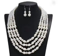 Charm Exaggerated Multi-layer Pearl Necklace Earring Women Versatile Fashion Accessories Personalized Bride Wedding Jewelry Set - JN Fashion Fusion