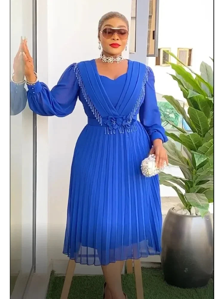 African Dress Women Fashion Elegant Clothing Plus Size Wedding Party Summer Dressing 2026 For Office Pleated Skirt Daily Wear