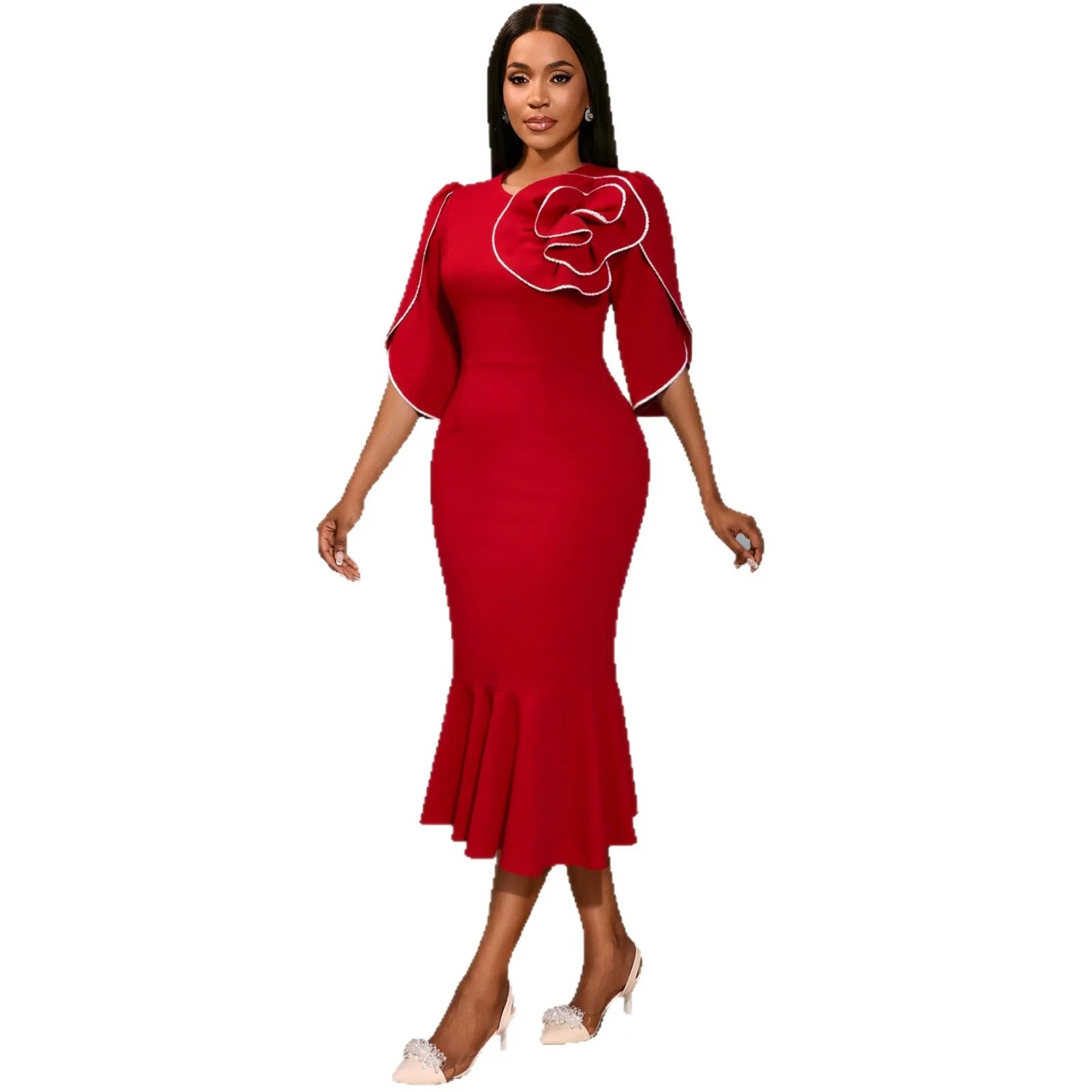African Party Evening Dresses for Women Elegant Dashiki Short Sleeve Polyester Long Maxi Dress Africa Clothing