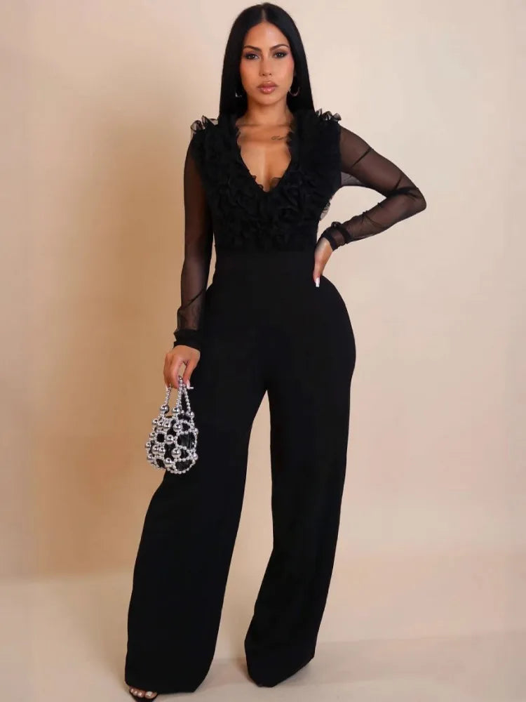 Women Sexy Club Jumpsuits For Summer Autumn Long Sleeve Solid Color Skinny Fashion Streetwear Overalls Pants Trousers 2025 - JN Fashion Fusion