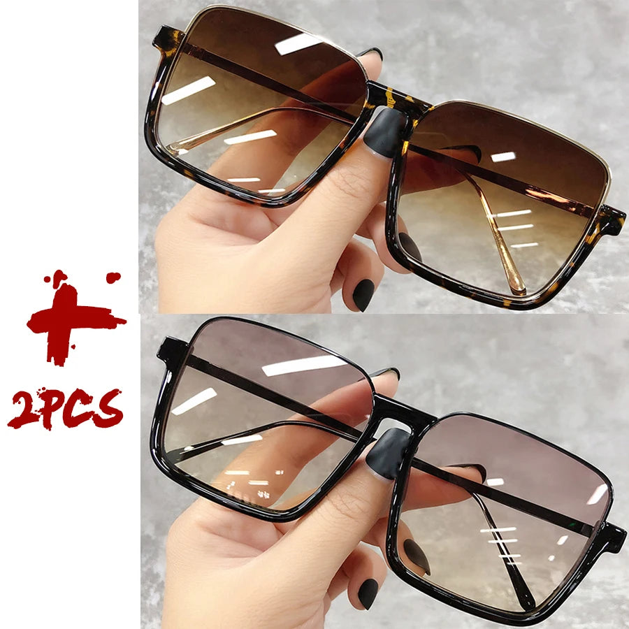 Sunglasses Women 2025 Drive Travel Big Square Frame Luxury Brand Design Gradient Colors Vintage Sun Glasses Ladies Men Unisex - JN Fashion Fusion