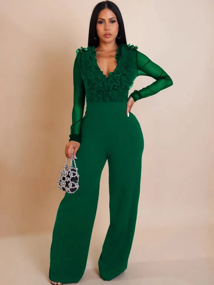 Women Sexy Club Jumpsuits For Summer Autumn Long Sleeve Solid Color Skinny Fashion Streetwear Overalls Pants Trousers 2025 - JN Fashion Fusion