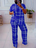 Short Sleeve 2 Piece Women Sets 2026 Spring Summer Matching Sets Stripe Print Two Pieces Sets Top Pants Suits Outfits Clothing