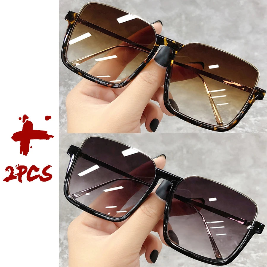 Sunglasses Women 2025 Drive Travel Big Square Frame Luxury Brand Design Gradient Colors Vintage Sun Glasses Ladies Men Unisex - JN Fashion Fusion