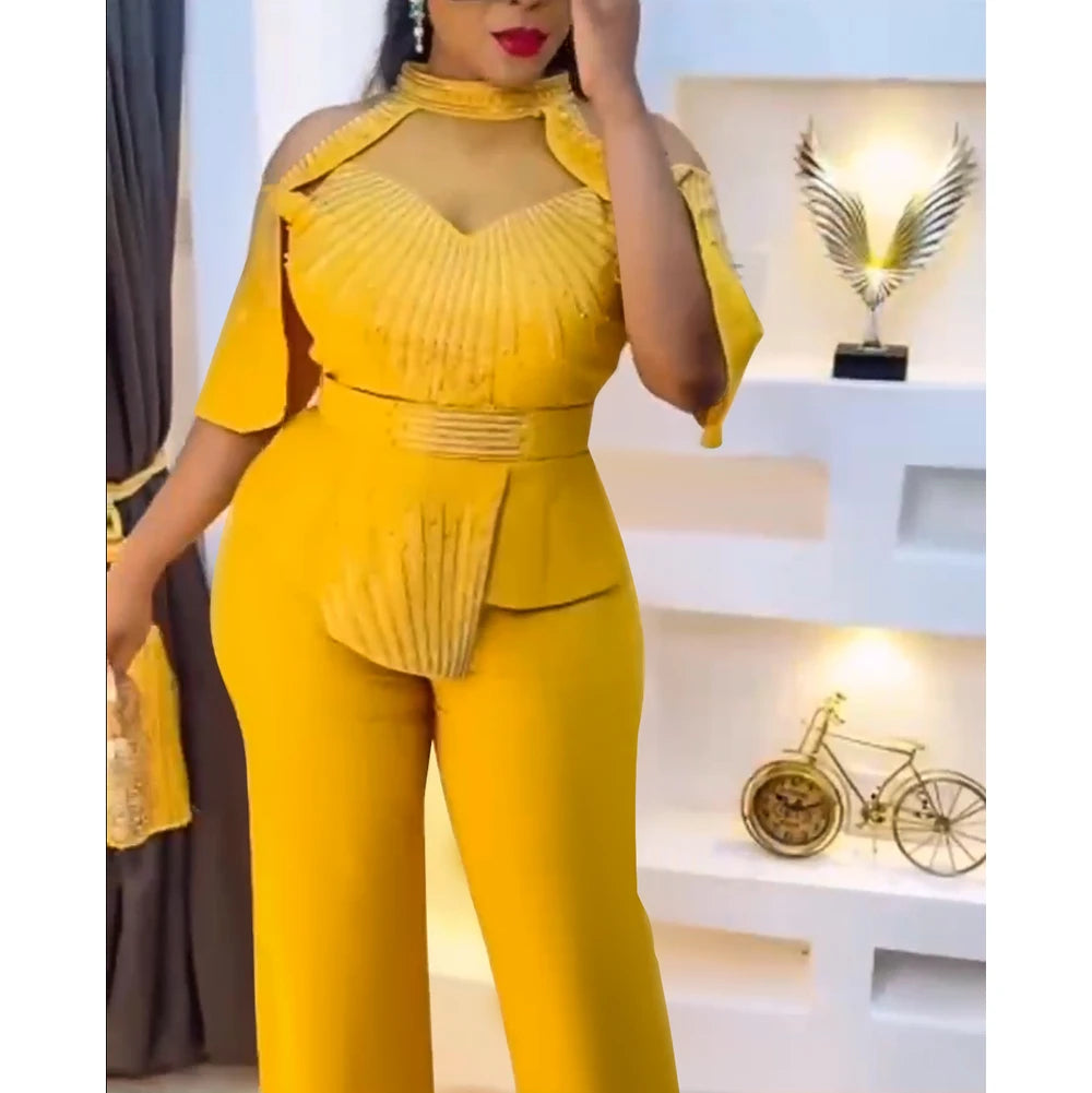 2 Piece Set Africa Clothes 2024 New Dashiki African Summer Fashion Suits Top And Trousers Plus Size Party Clothing for Lady - JN Fashion Fusion