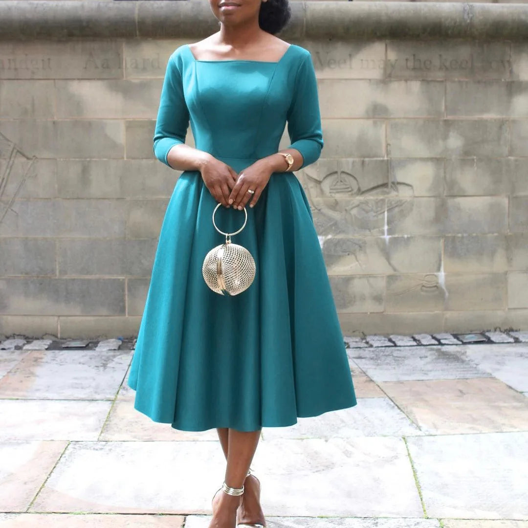 Polyester African Dresses for Women Summer Elegant African Women Long Sleeve Knee-length Dress Dashiki African Clothes Women - JN Fashion Fusion