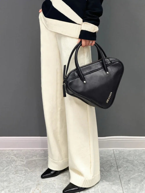 2026 New Women's Fashion Solid Color Knitted Wide Leg Pants Loose Elastic High Waist Full-length Casual Daily Trousers Bottoms