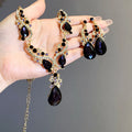 2 Pcs Inlaid Rhinestone Water Drop Necklace Earring Jewelry Sets for Women 2025 Hot Sale Personalized Wedding Bride Accessories - JN Fashion Fusion
