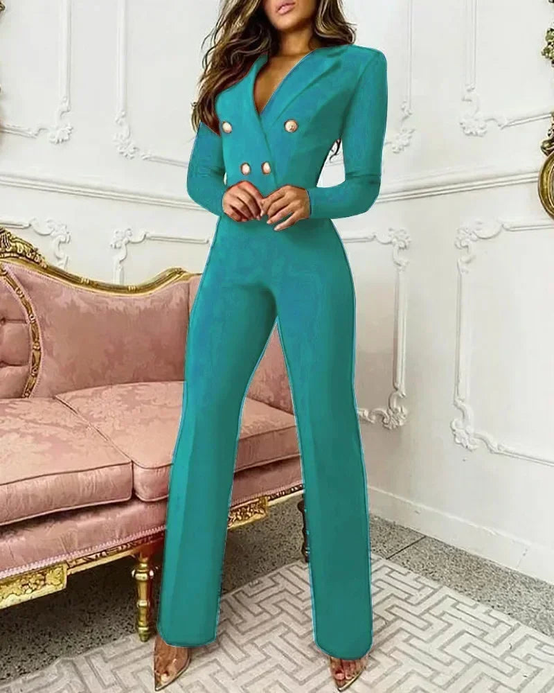 European and American Women's Autumn and Winter Wish New Long-sleeved Slim-fit Professional Jumpsuit - JN Fashion Fusion