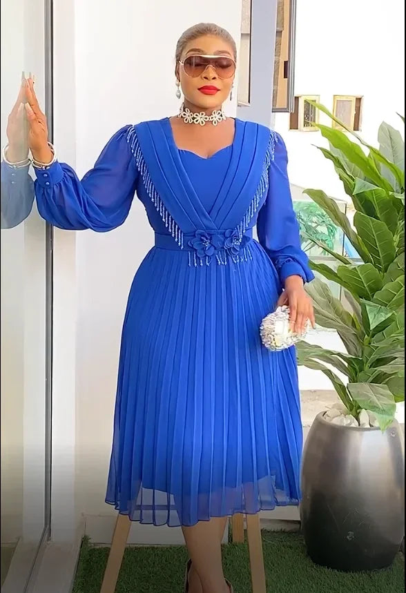 African Dress Women Fashion Elegant Clothing Plus Size Wedding Party Summer Dressing 2026 For Office Pleated Skirt Daily Wear