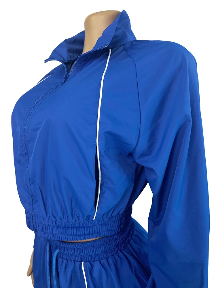 2025 Fall New Female Outfits Windbreaker Jacket Jogger Pants Color Block Lounge Wear 2 Piece Set Women Sweatsuit Set Tracksuit - JN Fashion Fusion